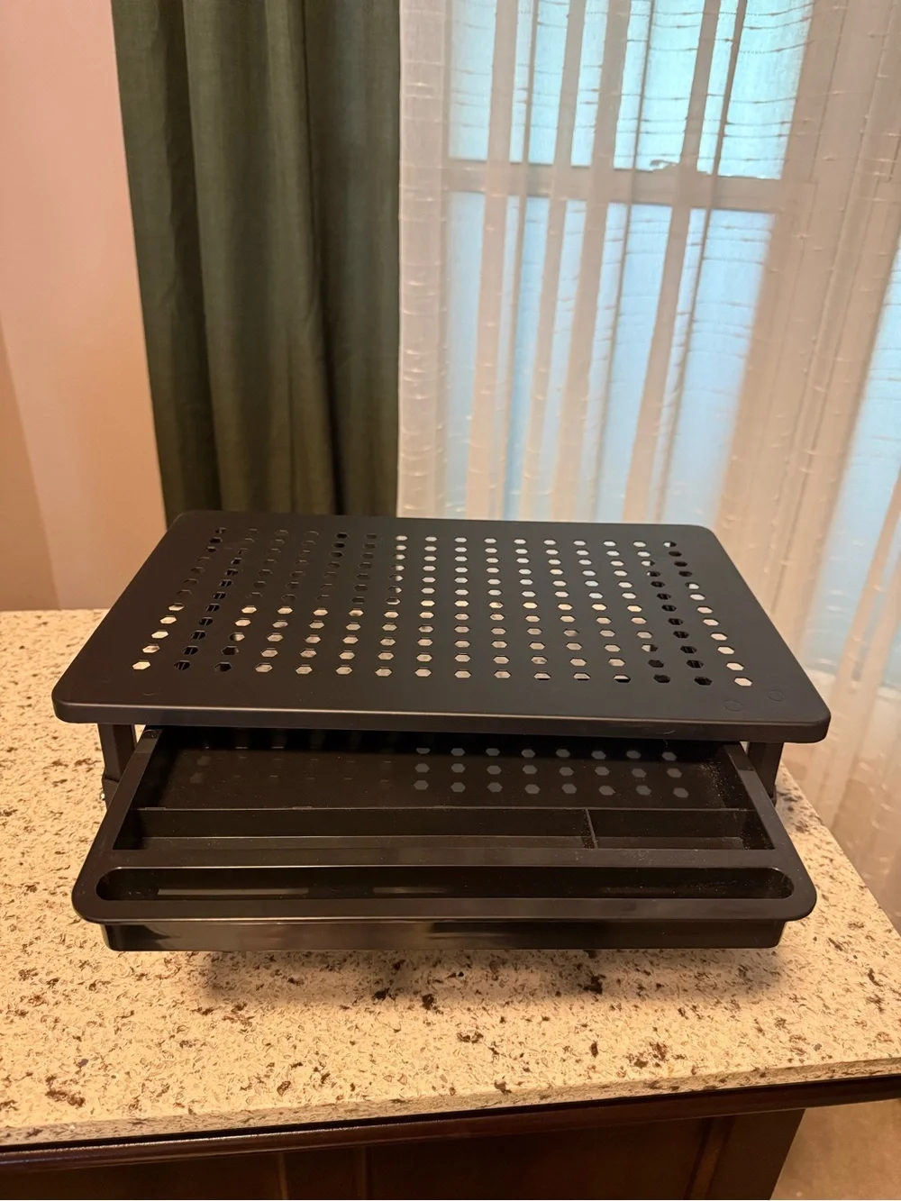 Adjustable Balck Desk Organizer Riser with Drawer - Home Storage & Organization
